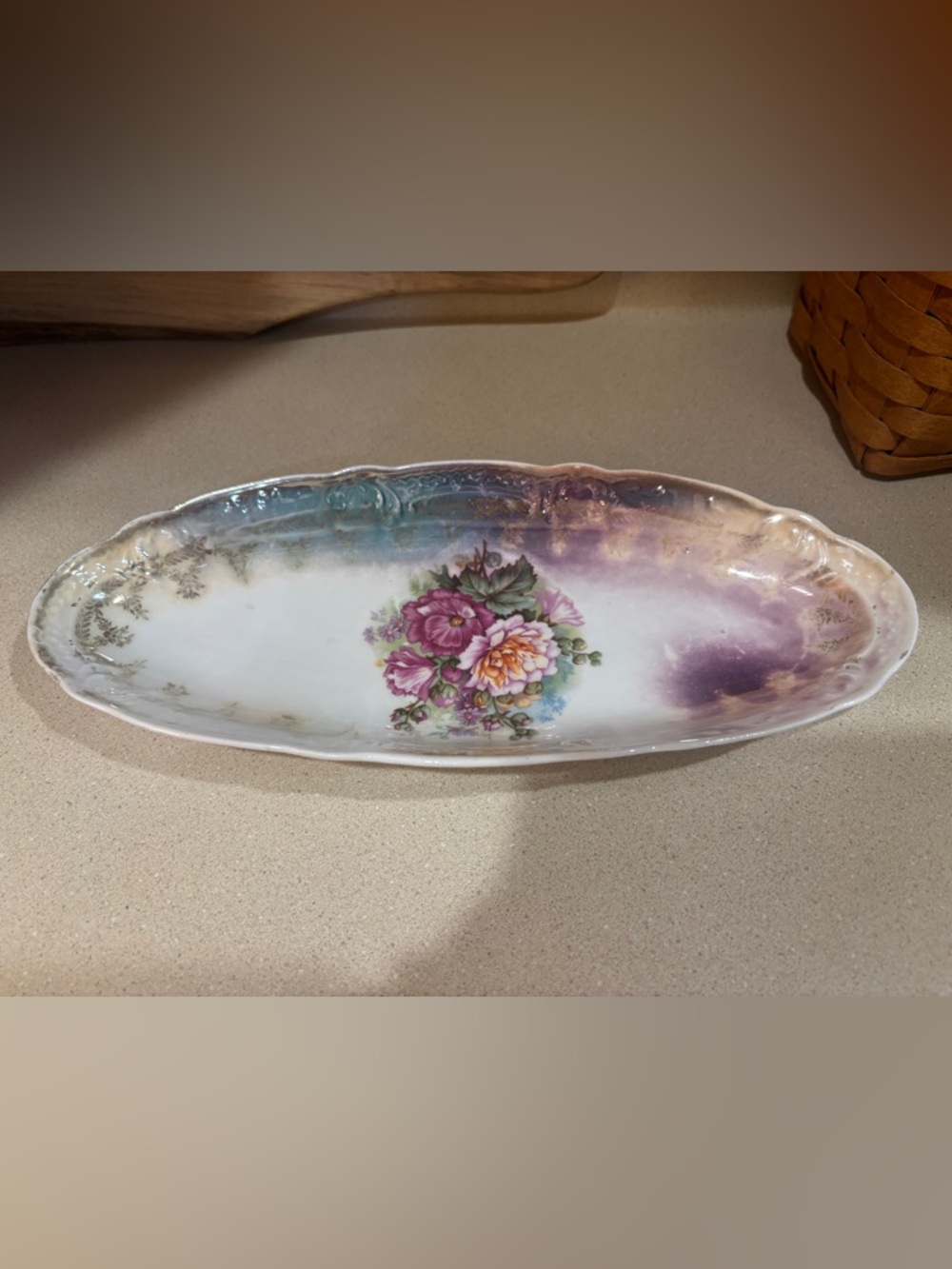 Vintage Floral Porcelain Serving Dish